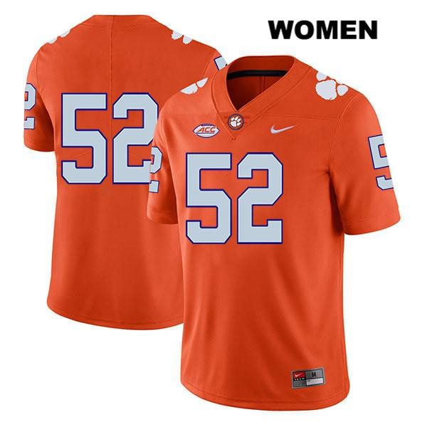 Women's Clemson Tigers #52 Tayquon Johnson Stitched Orange Legend Authentic Nike No Name NCAA College Football Jersey IFE4346KD
